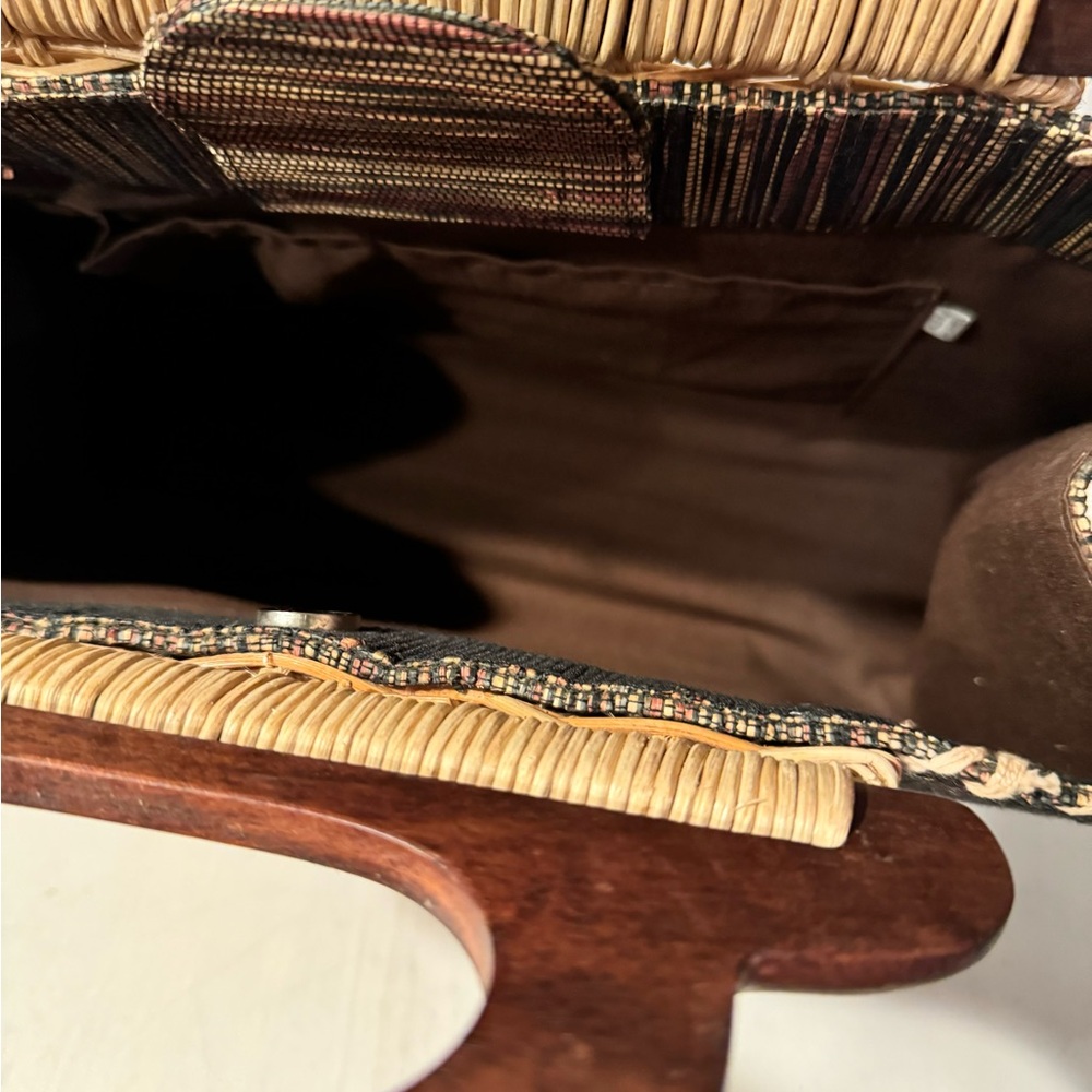 Wicker and Textile Handbag - Picture 9 of 9